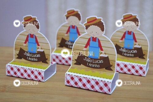 Lembrancinha Fazendinha Porta Bis Duplo Fazendinha Menino Cabelo Encaracolado