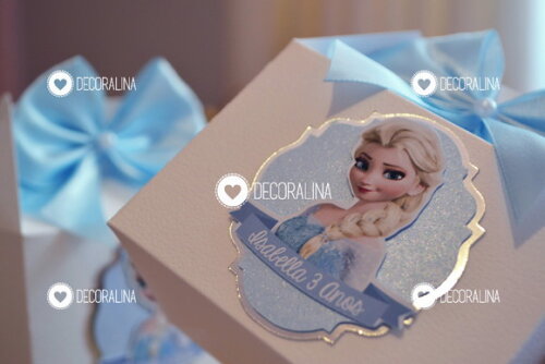 Lembrancinha Frozen Luxo Caixinha Tradicional e Cute Prata