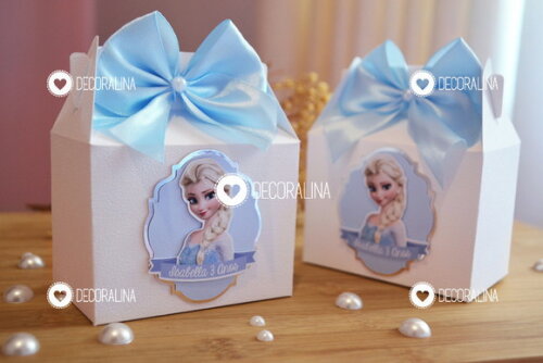Lembrancinha Frozen Luxo Caixinha Tradicional e Cute Prata