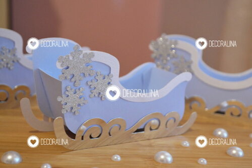 Lembrancinha Frozen Luxo Trenó Frozen Luxo Azul Prata