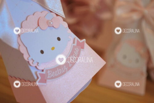 Lembrancinha Hello Kitty Cone Hello Vertical Luxo Rosa Bebê