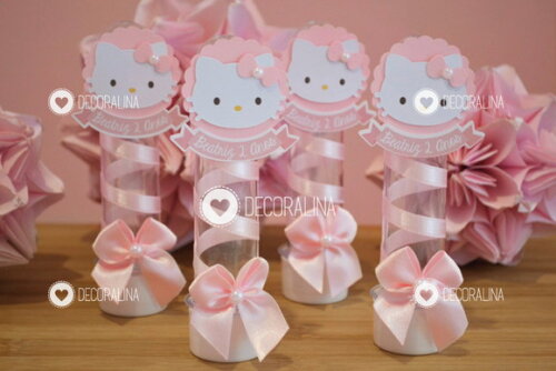 Lembrancinha Hello Kitty Luxo Tubete Hello Kitty Rosa