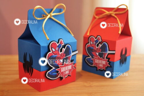 Lembrancinha Homem Aranha Caixinha Homem Aranha Vermelho Azu