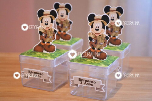 Lembrancinha Mickey Safari Caixinha Acrílica Mickey Safari