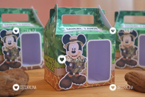 Lembrancinha Mickey Safari Caixinha Mickey Alça Vitrine