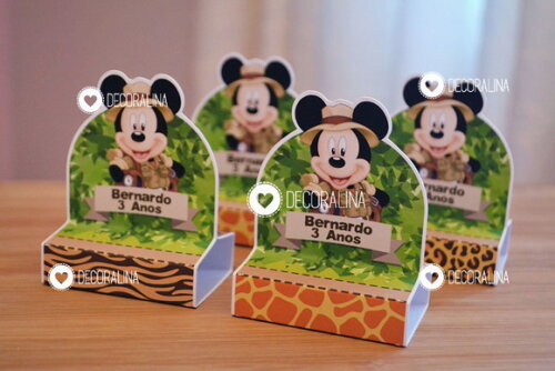 Lembrancinha Mickey Safari Porta Bis Mickey Safari