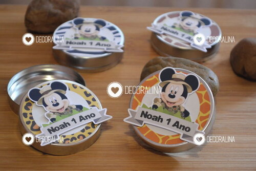 Lembrancinha Mickey Safari Latinha Mickey Safari