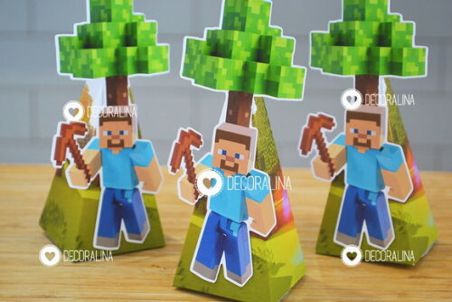 Lembrancinha Minecraft Cone Minecraft
