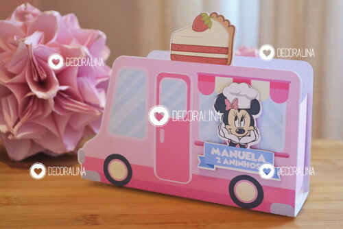 Lembrancinha Minnie Confeiteira Carrinho Foodtruck Minnie