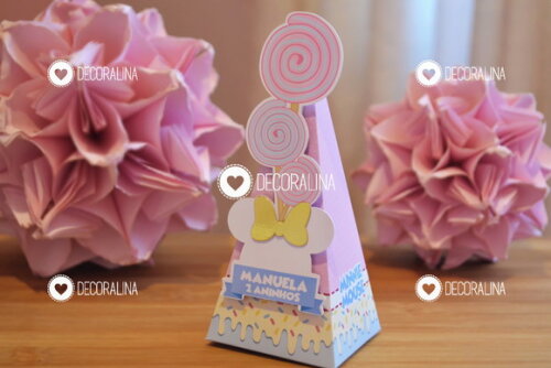 Lembrancinha Minnie Confeiteira Cone Vertical Confeitaria Mi