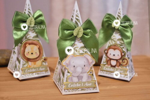 Lembrancinha Safari Aquarela Baby Cone Safari Aquarela Baby