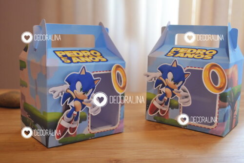 Lembrancinha Sonic Caixinha Sonic com Alça e Vitrine