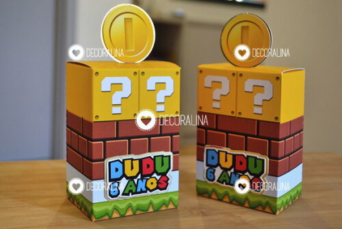 Lembrancinha Super Mario Caixinha Super Mario Bloco Moedinha