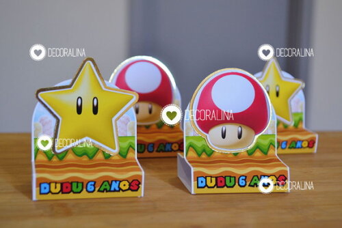 Lembrancinha Super Mario Porta Bis Super Mario Cogumelo Estrela