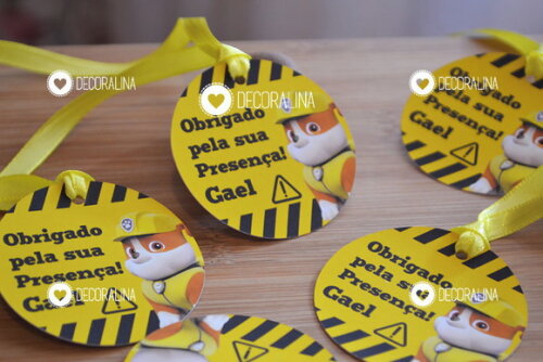 Tag Agradecimento Presença Patrulha Canina Rubble Tag Rubble