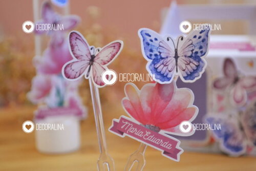 Topper Borboleta Jardim Encantado Topper p/ Docinhos