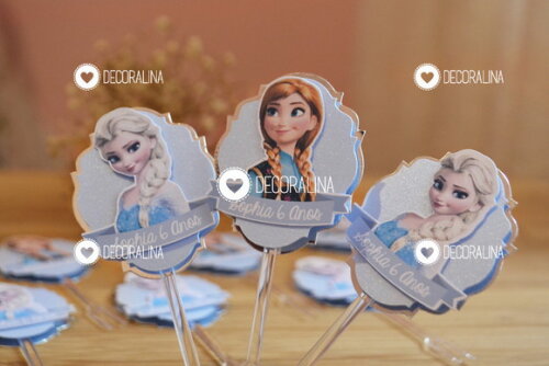 Topper Frozen Luxo Topper para Docinho Frozen