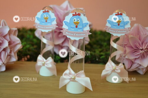 Tubete Galinha Pintadinha Lembrancinha Rosa e Azul