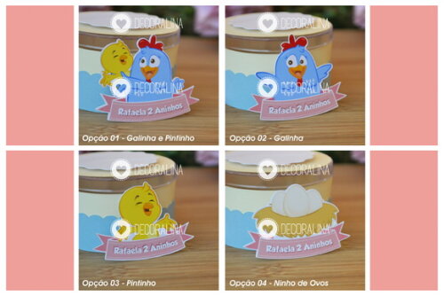 Tubete Galinha Pintadinha Lembrancinha Rosa e Azul