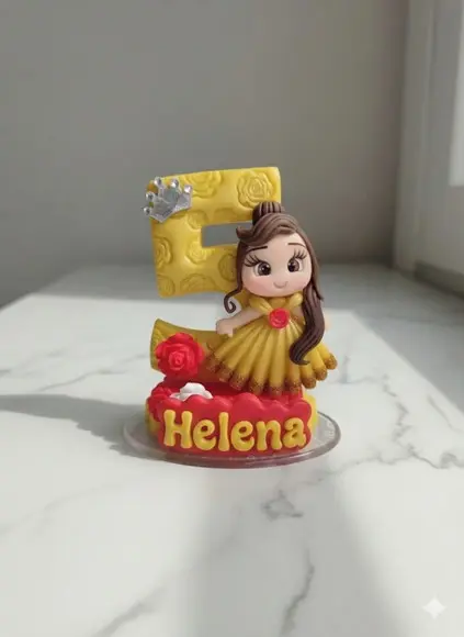 Vela de Biscuit Princesa Encantada Personalizada com Nome
