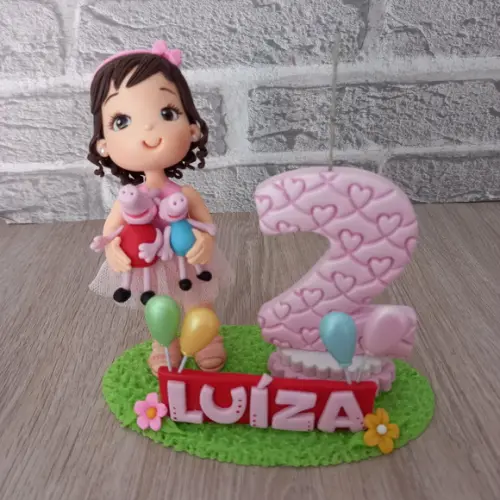 Enfeite de Bolo de Biscuit Pig Rosa