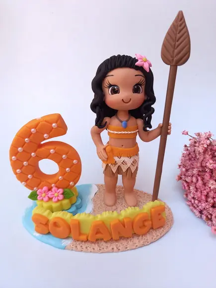 Topo de Bolo de Biscuit Tema Moana