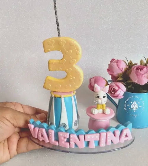 Vela de Biscuit Circo Rosa