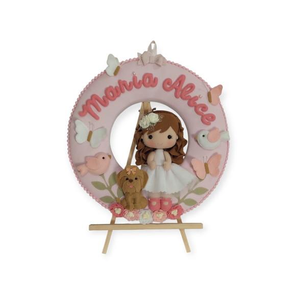 Porta Maternidade Menina Jardim