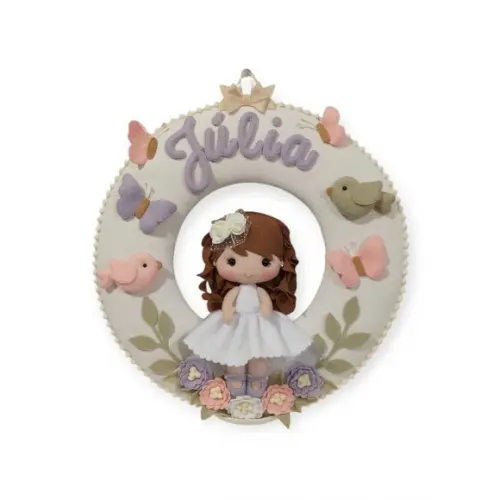 Porta Maternidade Menina Jardim