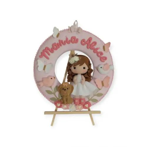 Porta Maternidade Menina Jardim