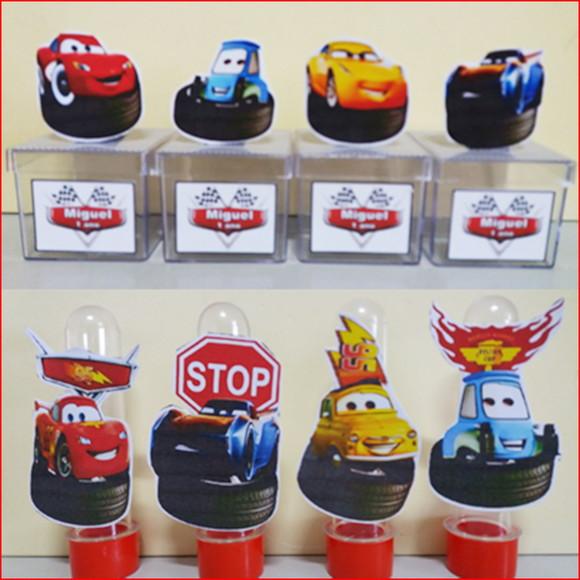 Kit Festa Carros-tubete e Caixa de Acrílico- ( 12 de Cada )