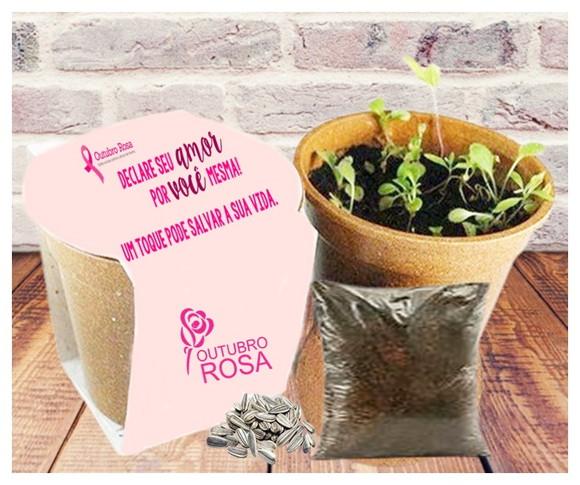 Kit Plantio Personalizado-brinde Outubro Rosa