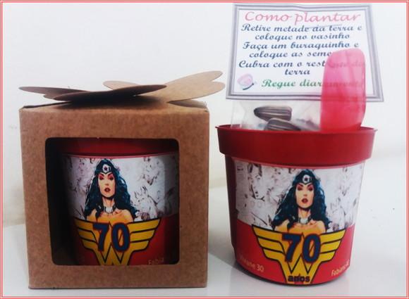 Lembrancinha para Plantar - Mulher Maravilha