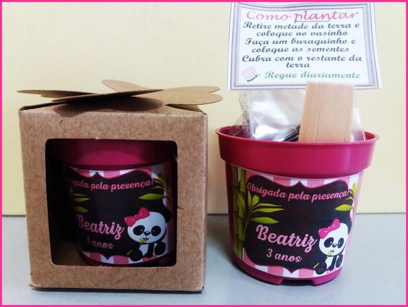 Lembrancinha para Plantar - Panda Rosa