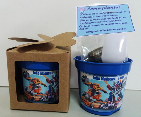 Lembrancinha para Plantar Transformers