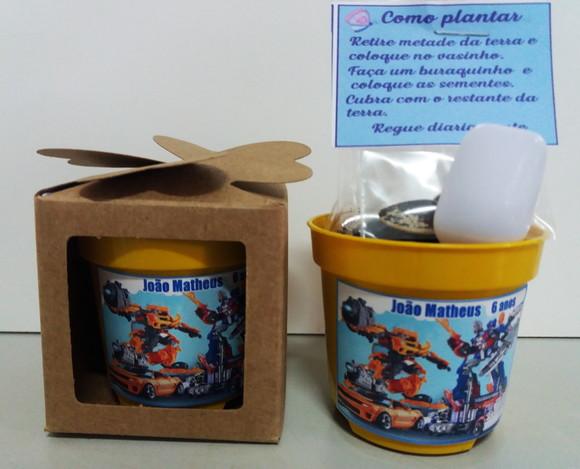 Lembrancinha para Plantar Transformers