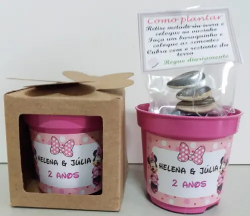 Lembrancinha para Plantar Minie Rosa