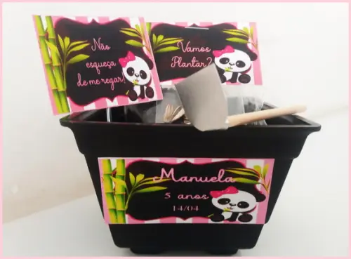 Kit Ecológico Jardineira -panda Rosa
