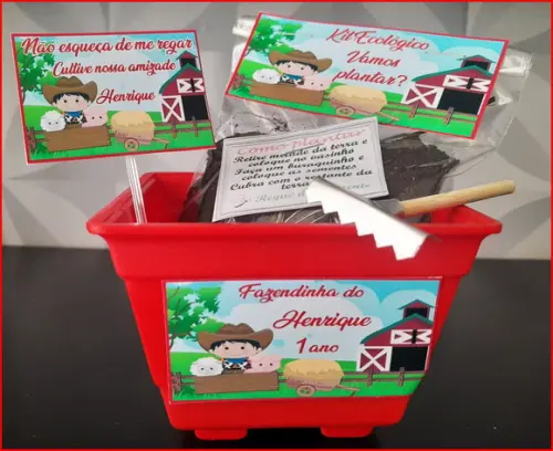 Kit Ecológico Jardineira com Rastelo - Fazendinha
