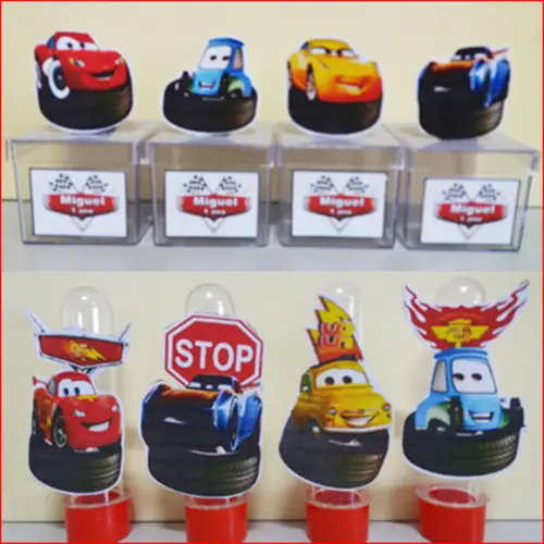 Kit Festa Carros-tubete e Caixa de Acrílico- ( 12 de Cada )