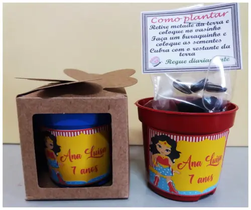 Lembrancinha para Plantar - Mulher Maravilha Cute