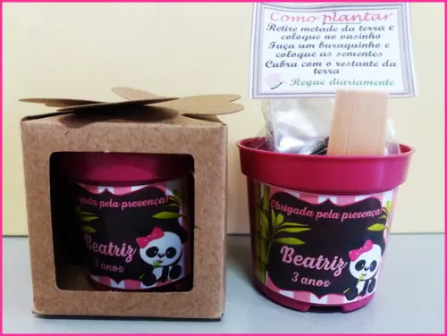 Lembrancinha para Plantar - Panda Rosa