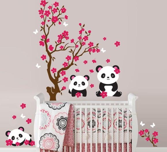 Adesivo árvore com ursos panda
