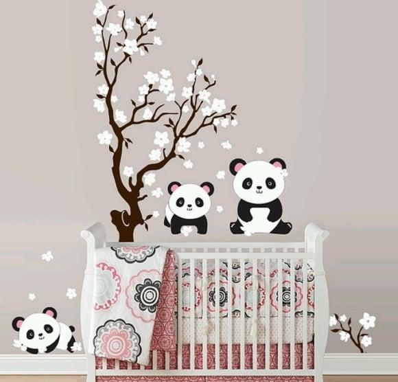 Adesivo árvore com ursos panda