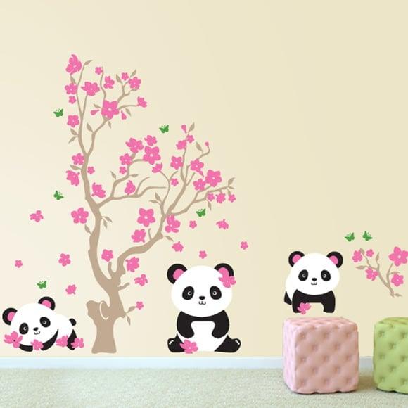 Adesivo árvore com ursos panda