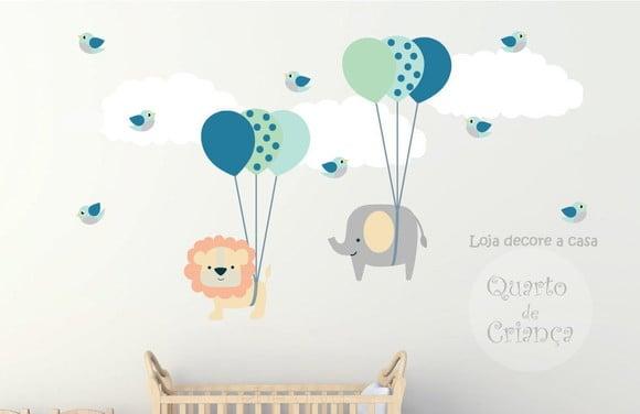 Adesivo balões elefante e leão
