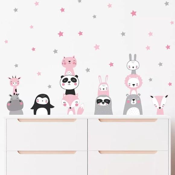 Adesivo de Parede Animais Nórdicos + Estrelas - 12 Bichinhos