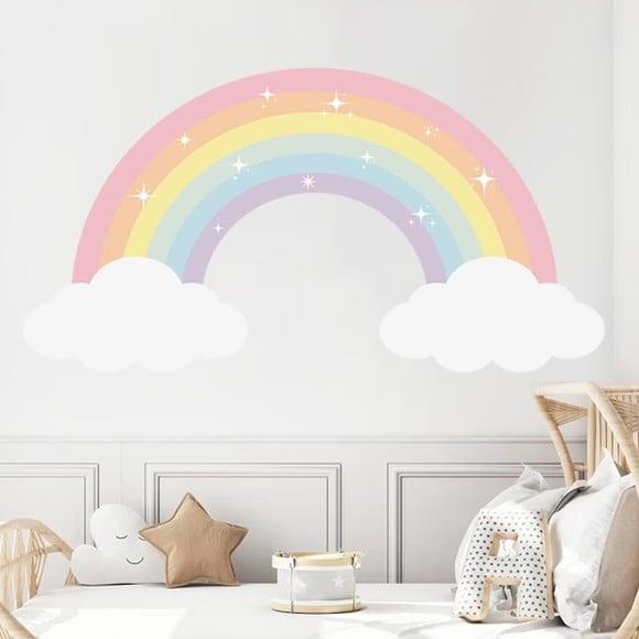 Adesivo de Parede Arco Íris - Arco Íris com Nuvens