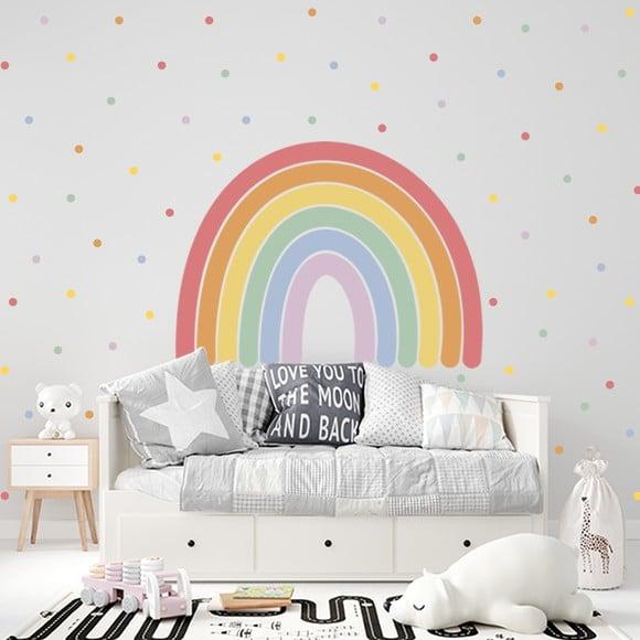 Adesivo de Parede Arco Íris + Bolinhas 3cm