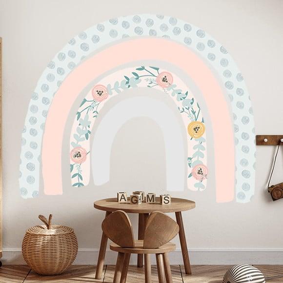 Adesivo de Parede Arco Íris Boho - Adesivo Arco-íris Floral